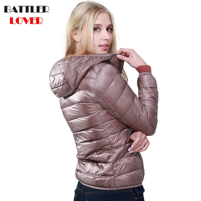 2019 Winter Women Ultra Light Down Jacket 90% Duck Down Hoody Jackets Long Sleeve Slim Coat Womens Parka Female Portabl Outwear