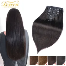 Brazilian-Machine Human-Hair-Extensions Doreen Volume-Series Clip-In Remy Straight Full-Head