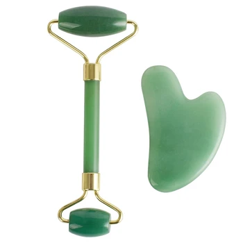 

Jade Roller and Scraping Board Massage Tool Facial Jade Set Face and Eye Beauty Roller, Used for Tightening Beauty Tools