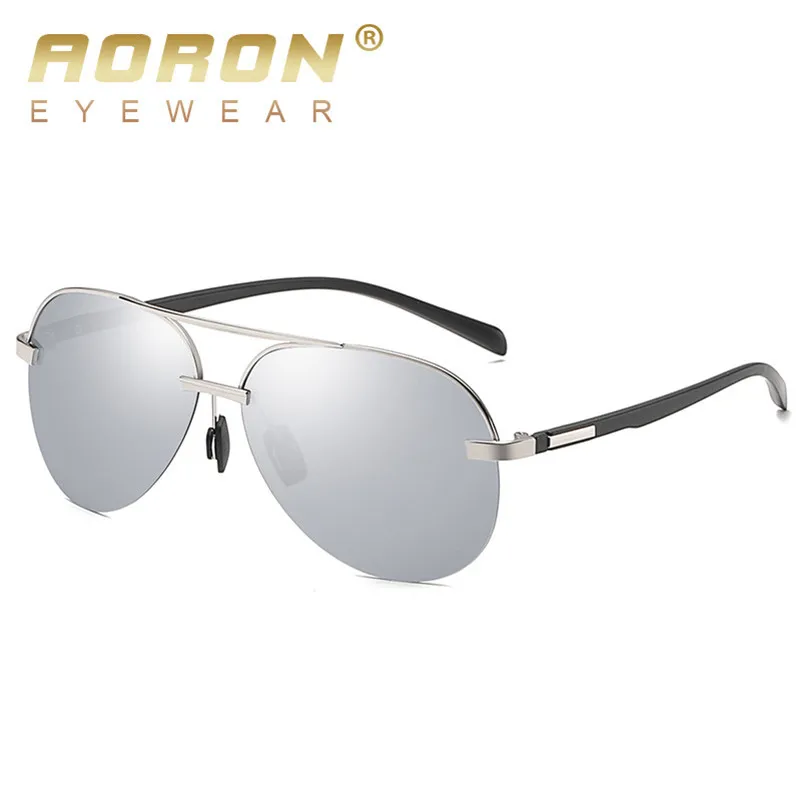 A7 Silver - Silver Поляризованные очки Aoron для мужчин, высокое качество, для вождения, фотохромные очки для глаз, фирменный дизайн, полуоправа, стильные очки для ночного видения - Цвет линз: A7 Silver - Silver