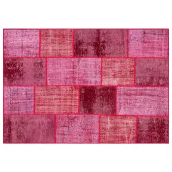 

Handmade Red Vintage Overdyed Patchwork Area Rug 159x230 Cm-5'3''X7'7''