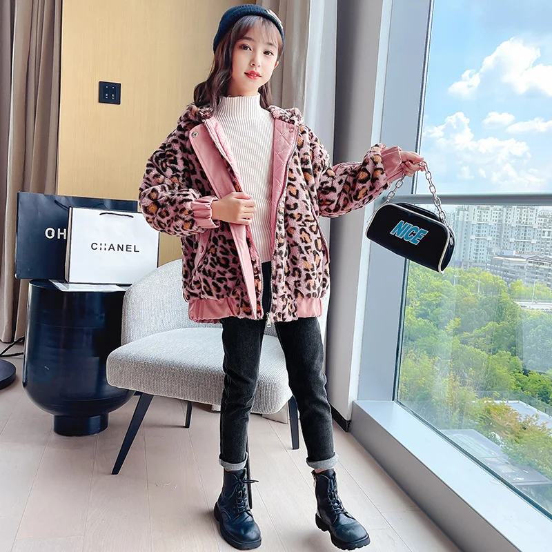 

Girls Baby's Kids Coat Jacket Outwear 2022 Leopard Thicken Spring Autumn Cotton Sport Overcoat Teenagers Tracksuit Sport Childre