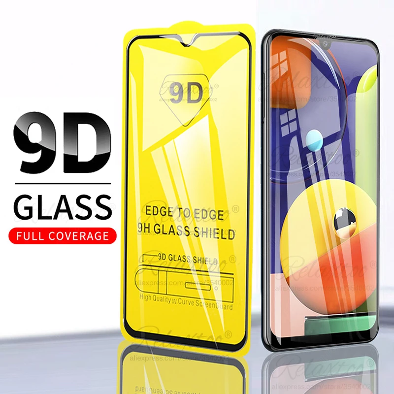 Изогнутое закаленное стекло 9D с полным покрытием клея для Samsung Galaxy A30 A50 Защита