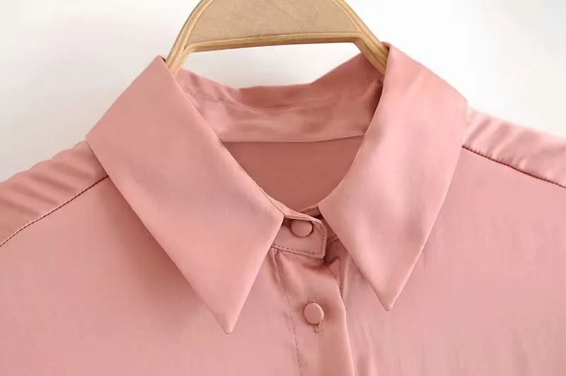 Шикарные Женские топы, одноцветная шелковая атласная блузка с длинным рукавом, свободная мягкая рубашка, винтажная женская элегантная офисная блузка с отложным воротником