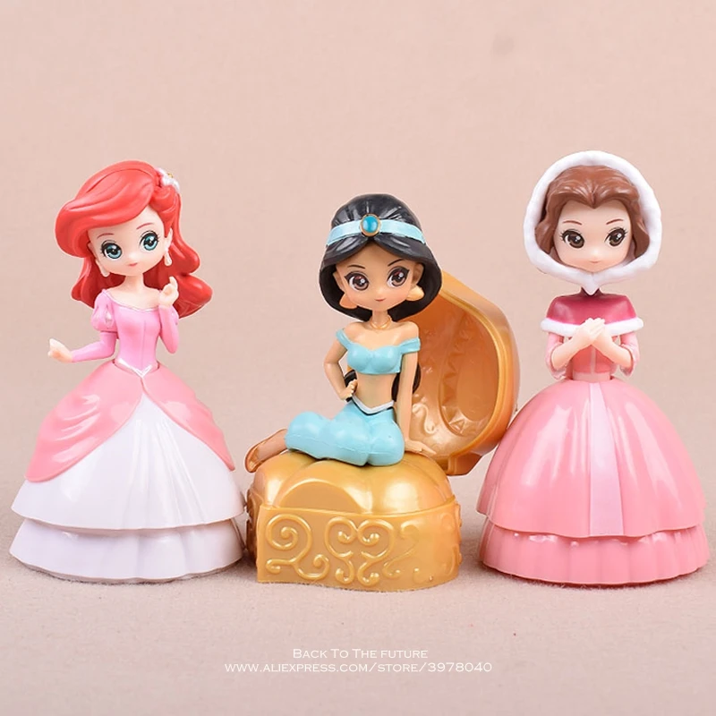 

Disney Alice Mermaid Jasmine Princess 3pcs/set 11cm Action Figure Anime Mini Collection Figurine Toy model for children gift