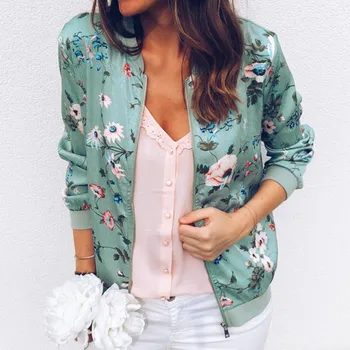 

2020 New Winter Women Coat Fashion Ladies Retro Floral Zipper Up Bomber Jacket Casual Coat Spring Autumn Outwear Women Clothes