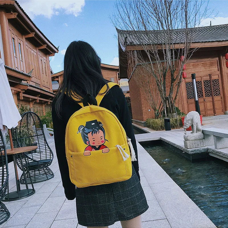 Модный рюкзак для женщин напрямую от производителя, распродажа, осенняя новая стильная Холщовая Сумка, женская модная набивная маленький школьный рюкзак