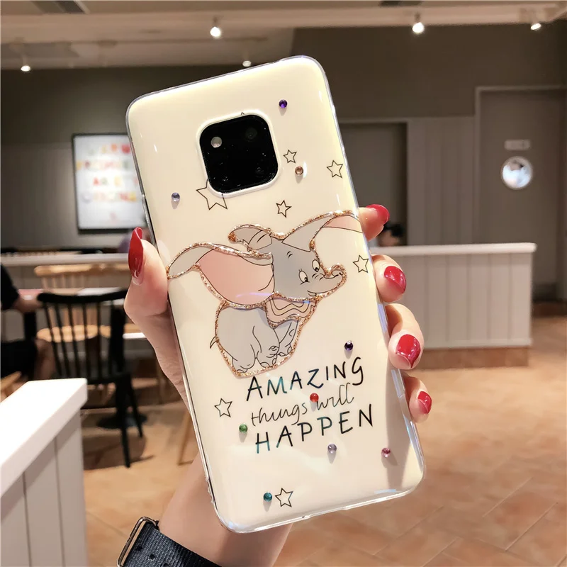 Блестящее со стразами чехлы для huawei P30 P20 Pro Mate20 Pro слон с крыльями мягкий чехол для Honor 20 Pro Nova 3 4 back fundas - Цвет: 1