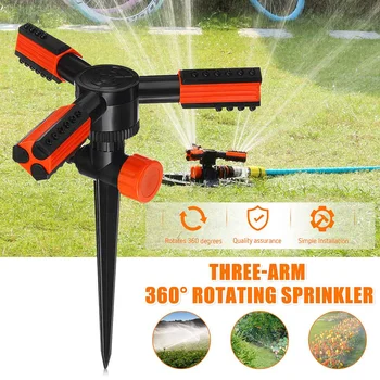 

360 Degree Automatic Lawn Sprinkler Three-arm Garden Grass Rotating Watering Sprinkler Lawn Yard Irrigation Cooling Tools