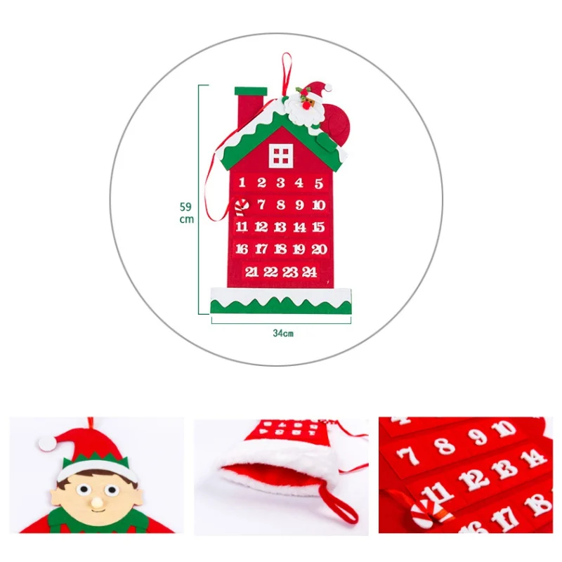 Non-woven Christmas Hanging Advent Calendars 24 Days Countdown To Xmas Gift Decorations Weihnachtskalender Kerst Kalender