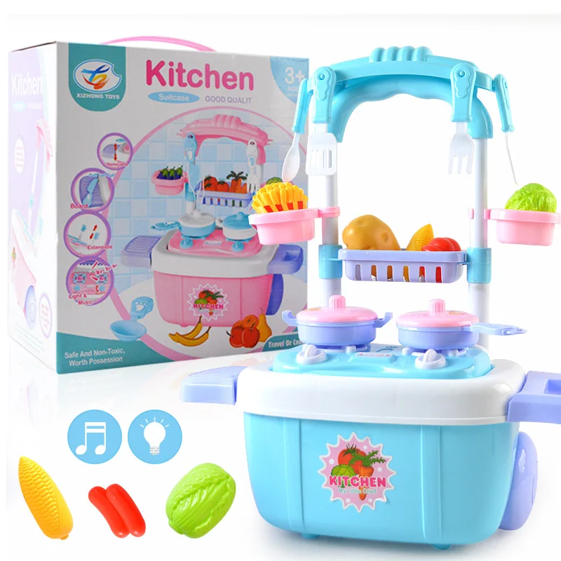 Детский развивающий игровой дом Кухня игрушка мульти-функциональный светильник звук детские Пособия по кулинарии Чемодан тележка Кухня набор