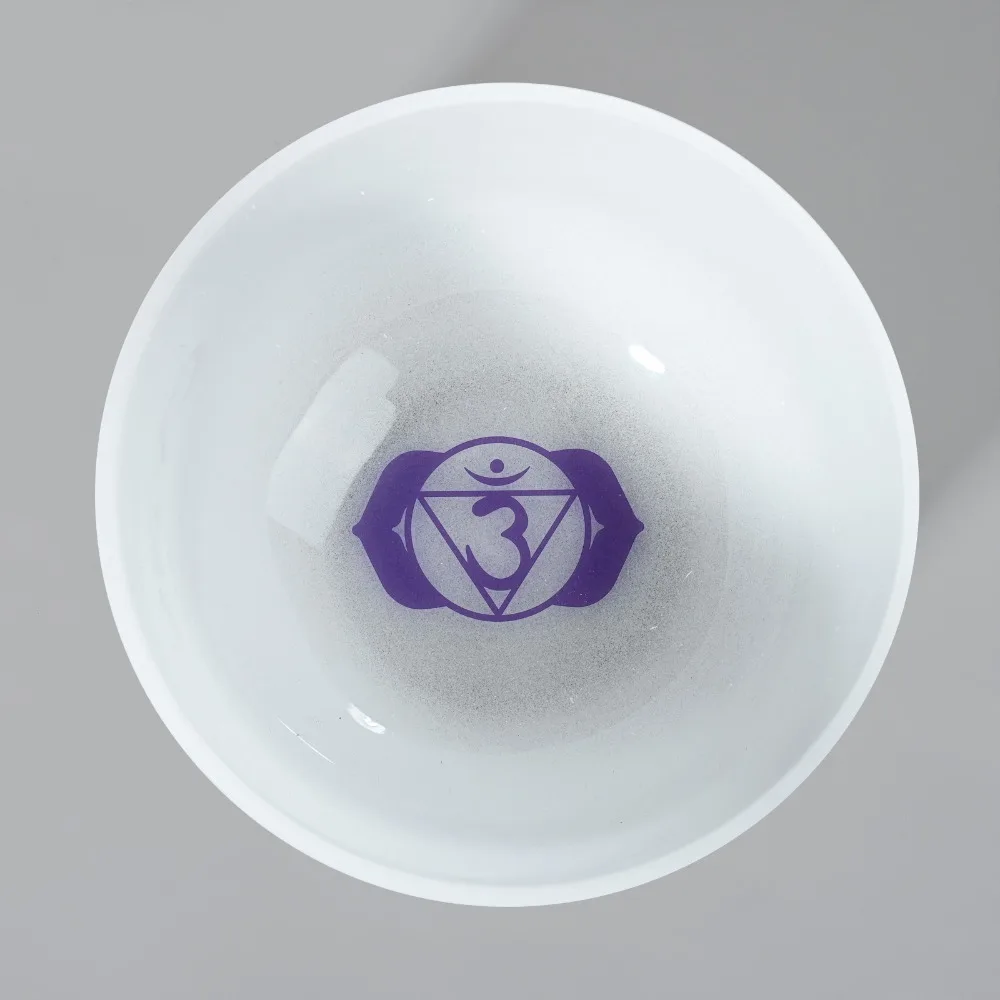8 дюймов чакра дизайн Узор Матовый кристалл поющая чаша для медитации с аксессуарами