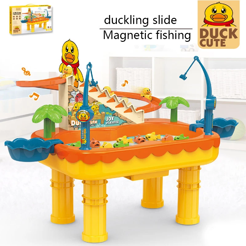 2 in1Children's Magnetic Fishing Toy Music Electric Circulation Fishing  Duck Fishing Platform Water Play Game Toys for Kids Gift