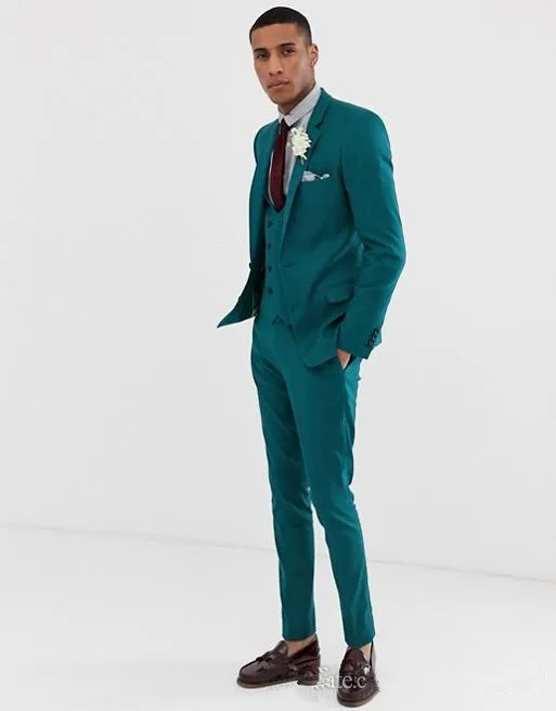 Lates Custom quality Young green Groom Notched Lapel Mens Wedding Tuxedos Formal Prom Blazer fashion slim fit men suit 3PC