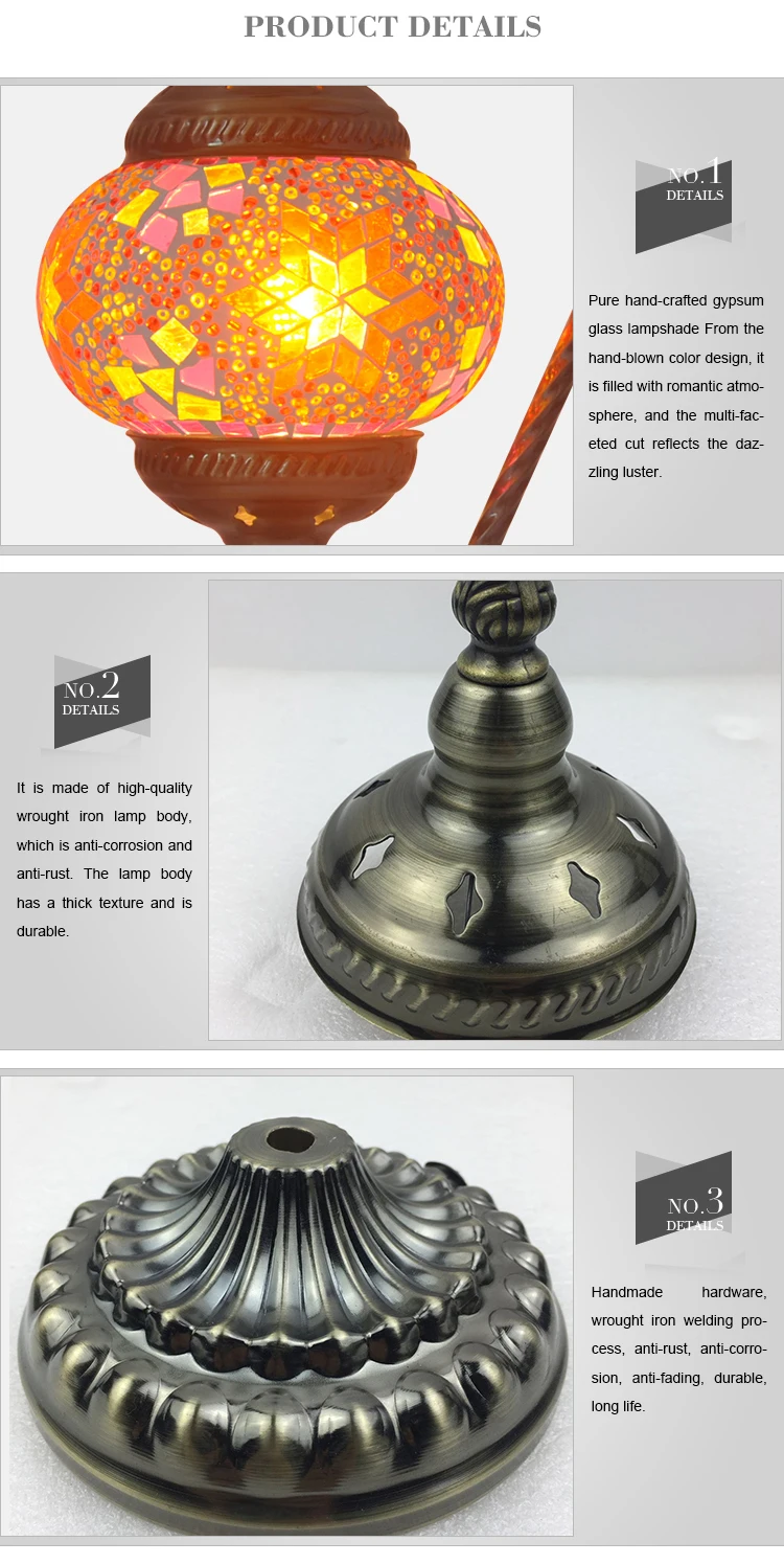 Home decor electroplating metal mosaic glass reading led table lamp