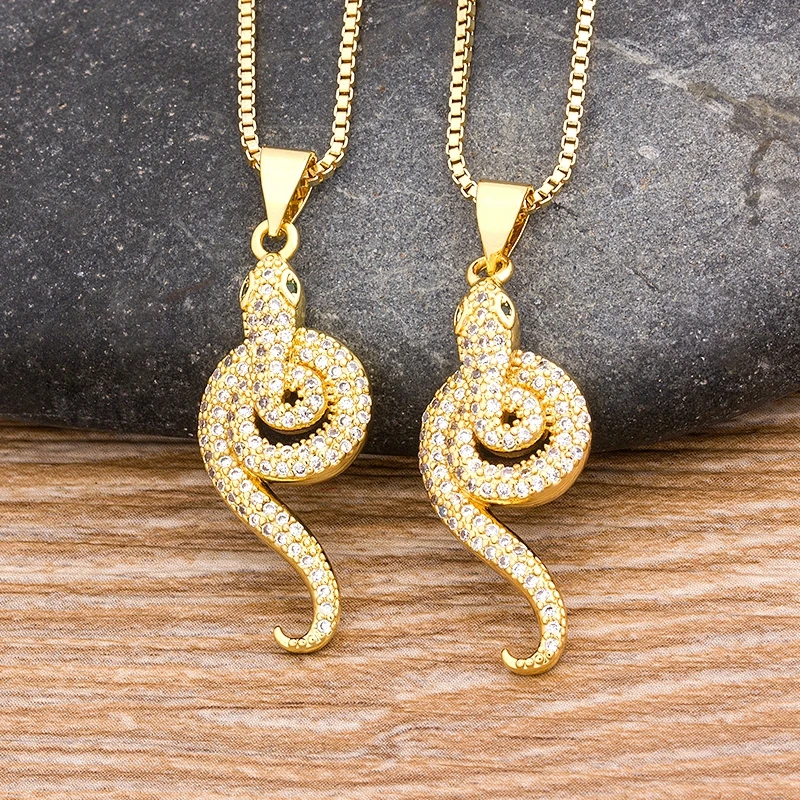 2021 Hot Sale New Animal Snake Dangle Women Pendant Necklace Minimalist Style Copper Zircon Female Birthday Party Jewelry Gift | Украшения