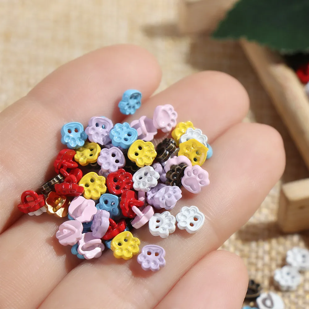 20pcs 5mm Mini Buttons DIY Doll Clothes Metal Buckle Bear Foot Style Buckles for 1/6 Doll Clothing Sewing Accessories