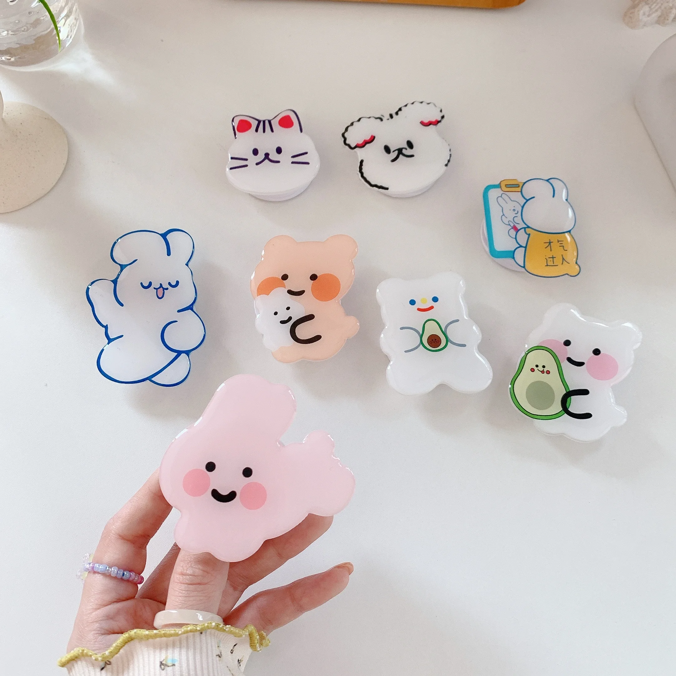 Lovely Cartoon Phone Holder Portable Bracket Adjustable Folding Stander for iPhone Xiaomi Huawei Airbag Stand Bracket