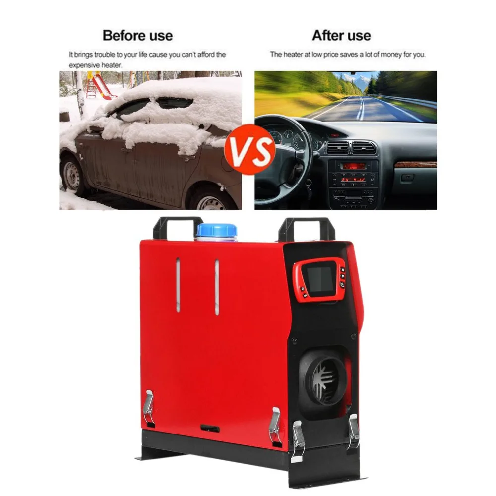 Новая распродажа моделей 12V Красный одной машине 5KW Нагреватель черный ЖК-дисплей с пультом дистанционного управления Управление