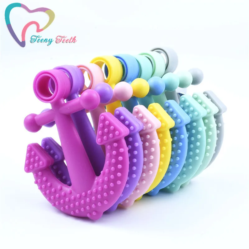 

10 PCS Silicone Anchor Teether Soft BPA Free Teething Necklace Teether Safe For Baby Anchor Silicon Teether 8 Colors Baby Toy