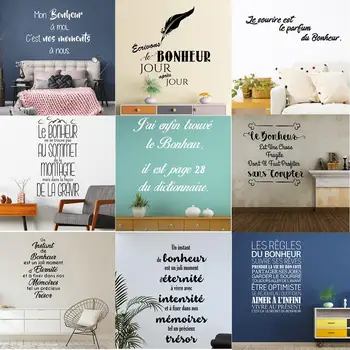 

French Bonheur citation Vinyl sticker Mural french Wall quotes Decals Sticker Living Room Decor Wall poster Decals Home Decorati