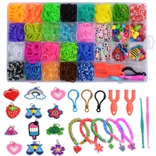 

2022 HS New 1500pcs Rainbow Rubber Bands Set Kid Multi-functional Classic Practical Funny DIY Toys Rainbow Woven Bracelet for