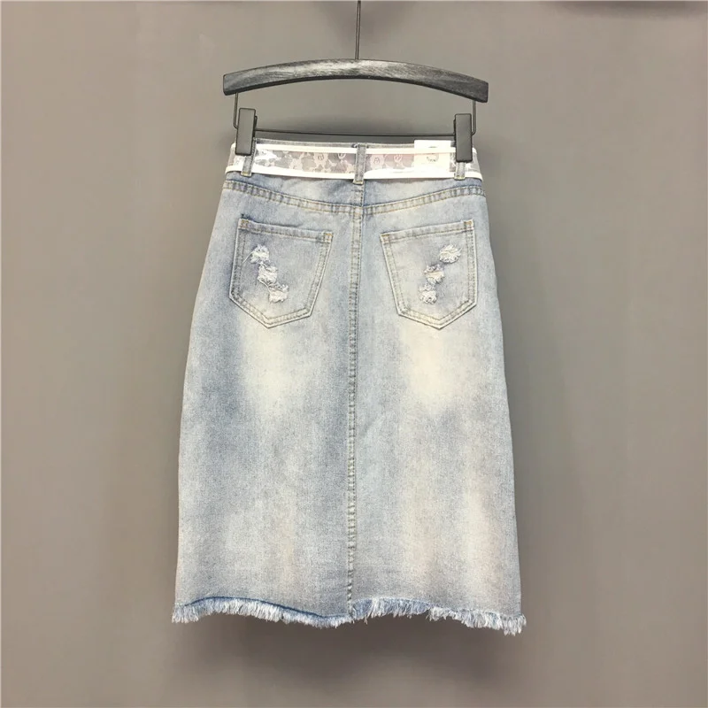 

Уличная Модная Джинсовая юбка, юбка с рисунком животных, с бахромой и дырками, юбка-трапеция с высокой талией, Милая юбка