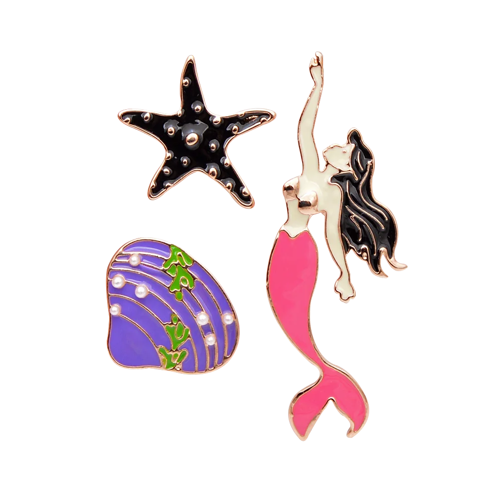 pink 2 Синди Сян(сочетание ароматов риса и орехов) 3 шт./компл. броши в виде русалки для Для женщин эмаль металлический штырь Жетоны модная брошь в виде красного цвета дизайн удивительная цена - Окраска металла: pink 2