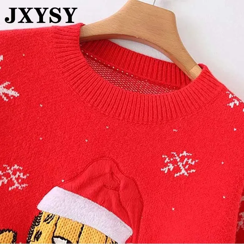 JXYSY, зимние свитера для женщин, pull femme, Англия, офис, леди, простые, винтажные, вязаные, со снежинками, с принтом, свитера, женские пуловеры, топы