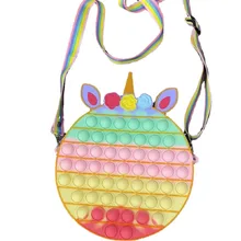 

Pop It Fidget Toy Push Bubbles Toy Rainbow Unicorn Flower Coin Purse Wallet Lady Bag Silica Simple Dimple Crossbody Bag for Girl
