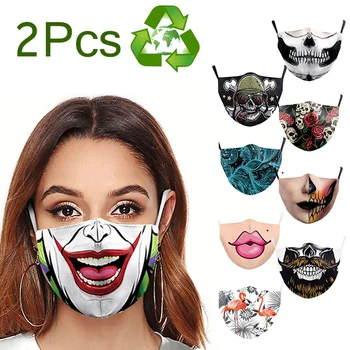 

2Pcs Anti-dust And Anti-virus Cotton Mask Sexy Fashion Big Mouth Expression Green And Repeatable Face Respirator Anti Mouth Mask