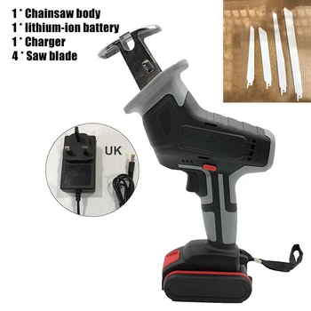 

18V Cordless Reciprocating Saw 4 Saw Blades Metal Cutting Wood Tool Portable Woodworking Cutters With Battery 3000spm Power Tool