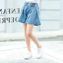 Летняя одежда для девочек; джинсовые шорты; Новинка года; детская одежда в западном стиле; юбка-брюки для больших мальчиков; Детские тонкие шорты; верхняя одежда