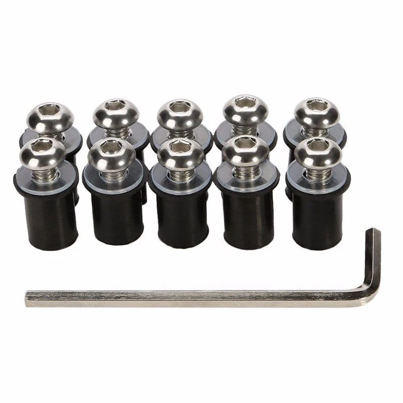 10PCS Motorcycle Windscreen Windshield Fairing Bolt Screw Kit Well Nuts M5 15mm motorcycle accessories,auto fasteners,auto accessories,motorcycle screws,motorcycle fasteners