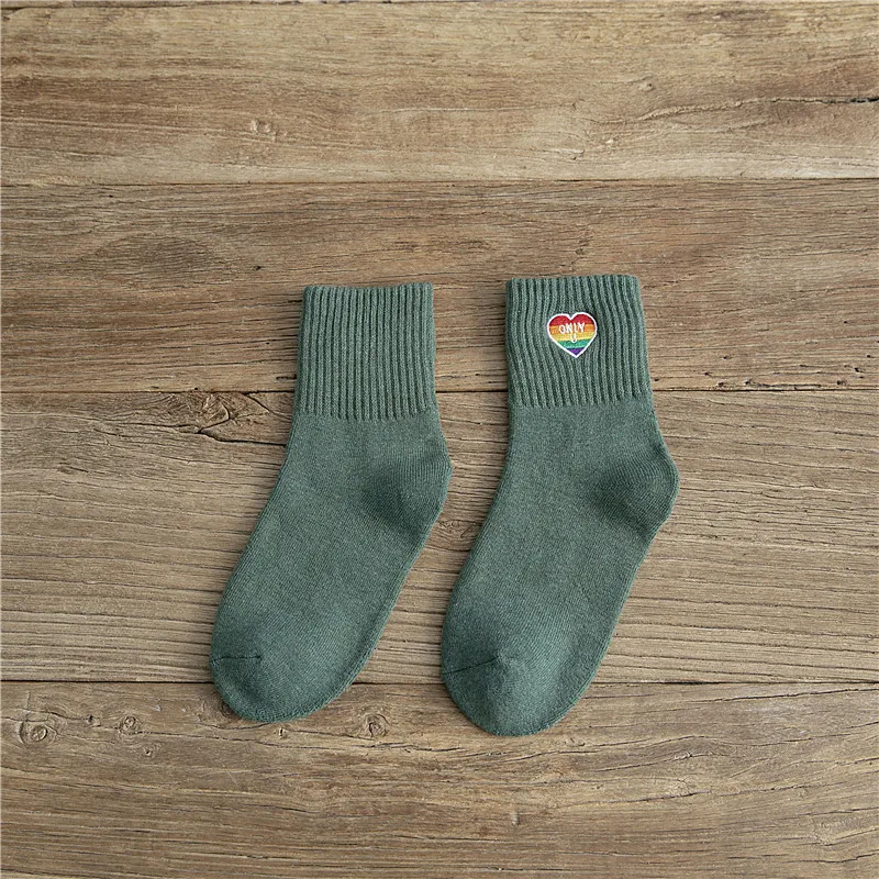 Зимние высококачественные модные женские носки в стиле Харадзюку, женские шерстяные носки с вышивкой в виде радуги, теплые толстые милые носки для девочек - Цвет: 7