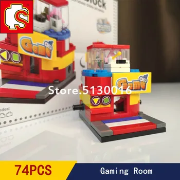 

In Stock Sembo Mini Street View Series Gaming Room Boys And Girls Assembly Roy Gift Moc Model Building Blocks 74PCS 601008