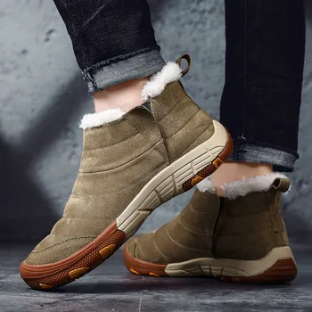 

New Thick Plush Super Warm Men Winter Boots Non-slip Rubber Sole Snow Boots High Quality Waterproof Outdoor Male Ankle Boots