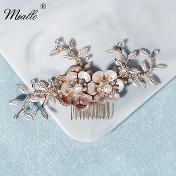 

Miallo Fashion Flower Hair Comb Clips for Women Accessories Handmade Rhinestone Gold Color Hair Jewelry Prom Headpiece Gifts