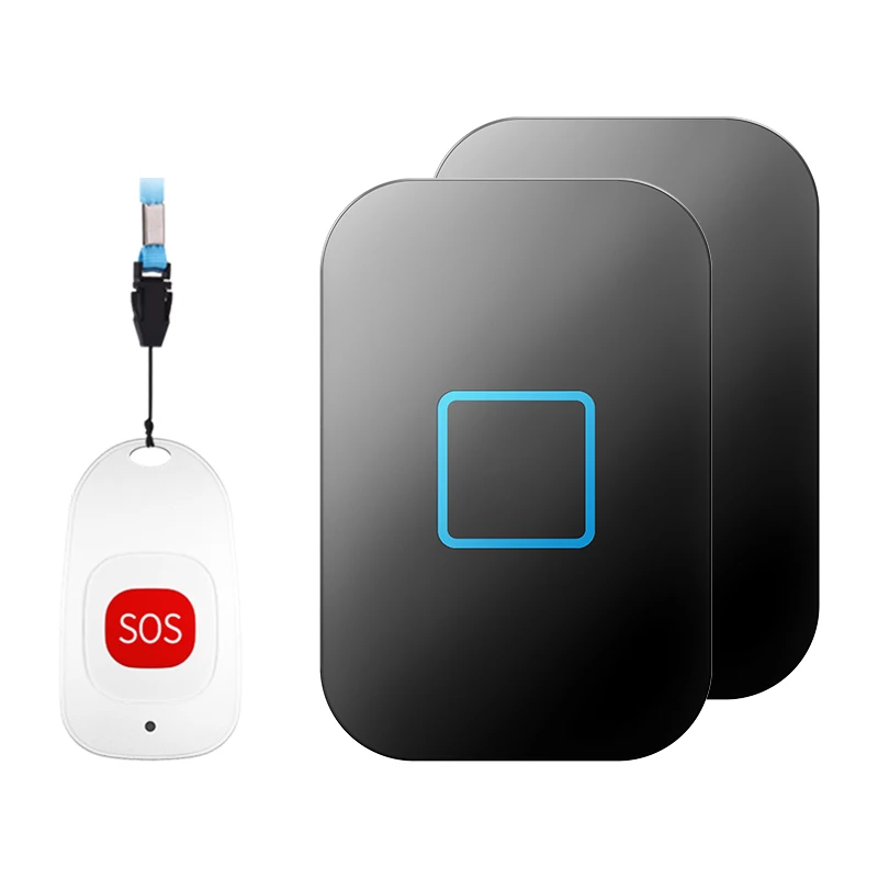 1 sos 2 receiver CACAZI 60 Chimes 0-110DB Smart Home Wireless Pager Doorbell Old man Child Emergency call Alarm 80 Remote Waterproof sos pager - Цвет: 1 sos 2 receiver
