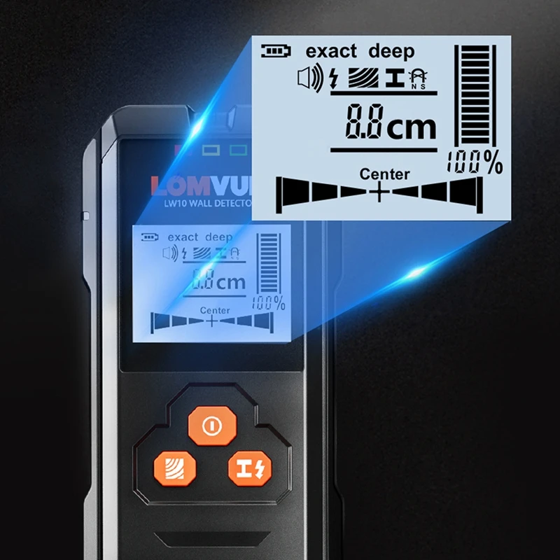 lomvum detector metais retroiluminado preto ac 01