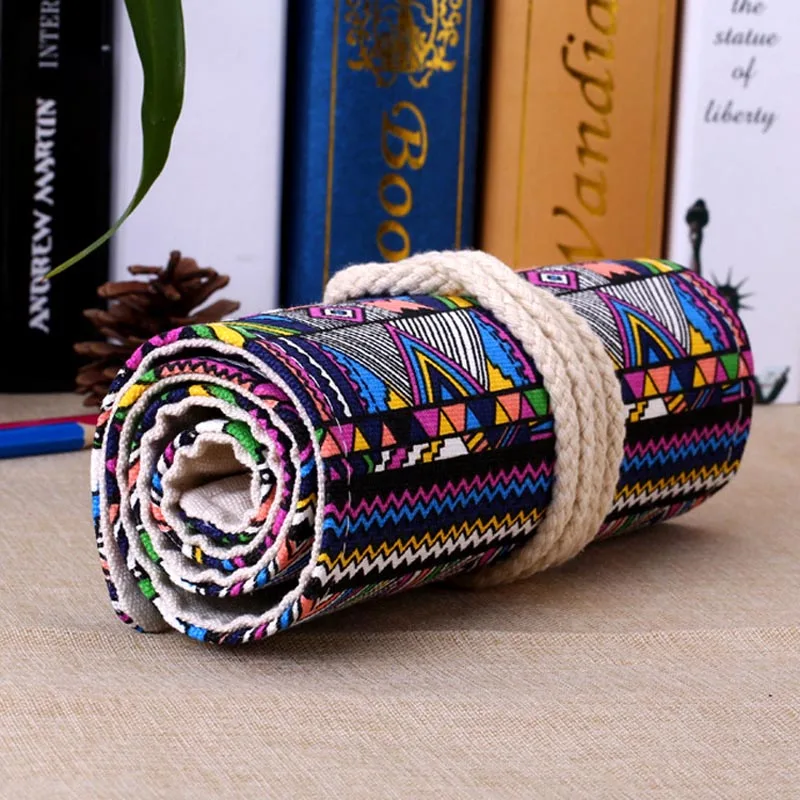 

New 36/48/72 /12 Holes Canvas Wrap Roll Up Pencil Bag Pen Case Holder Storage Pouch Writing Supplies GT66