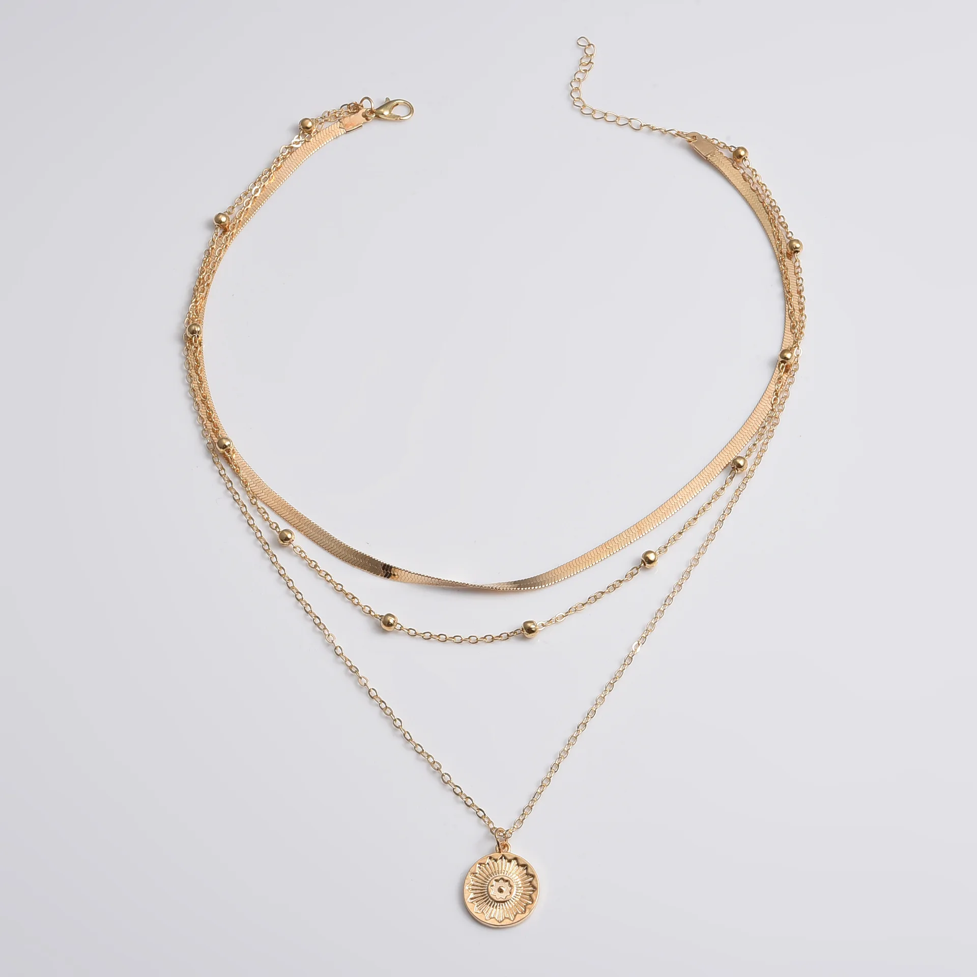 Hef7201a96b54460fbcd047c72d80ac443 Bohemia Multi-Layer Lotus Pendant Necklace for Women