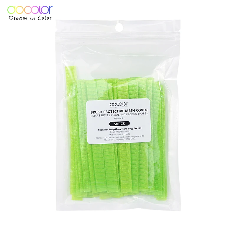 50pcs Green Docolor 50 шт. кисти для макияжа сетевой протектор Защитная Эластичная сетка косметический инструмент для макияжа кисть для ручки - Handle Color: 50pcs Green