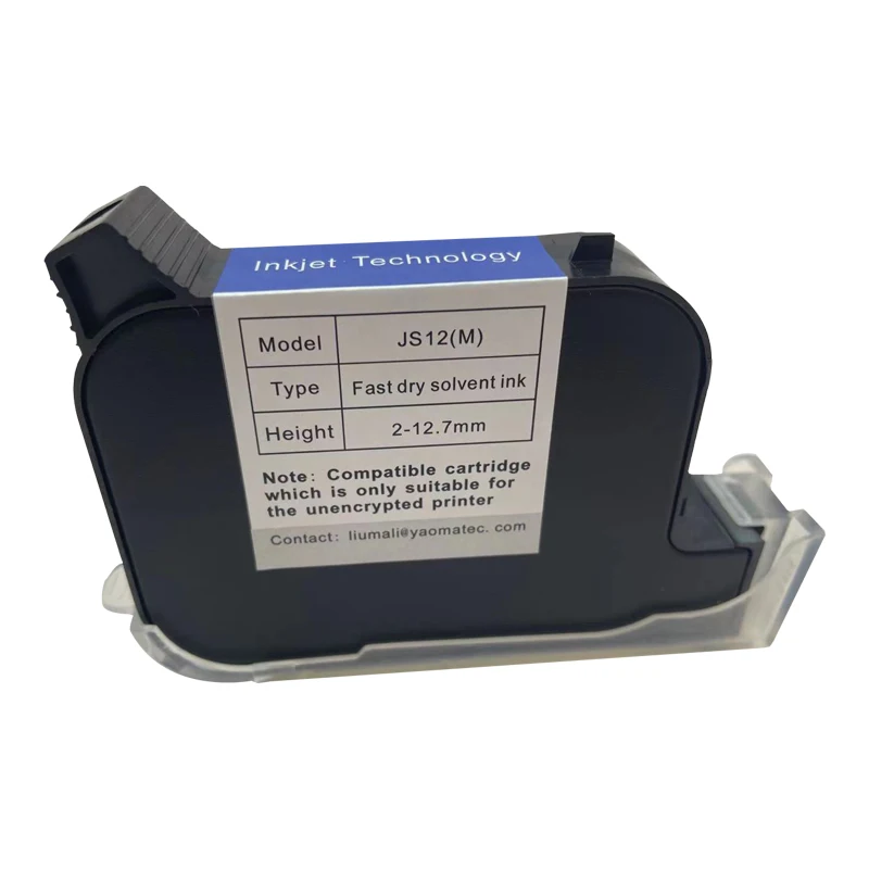 Handheld Impressora a Jato de Tinta Térmica Seco Rápido Eco Solvente Cartucho de Tinta Peças Js12 Js12m 600dpi 12.7 mm