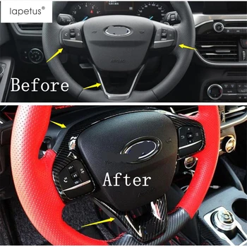 

Lapetus Accessories Fit For Ford Focus 2019 2020 ABS Auto Steering Wheel Button Frame Molding Cover Kit Trim / Carbon Fiber Look