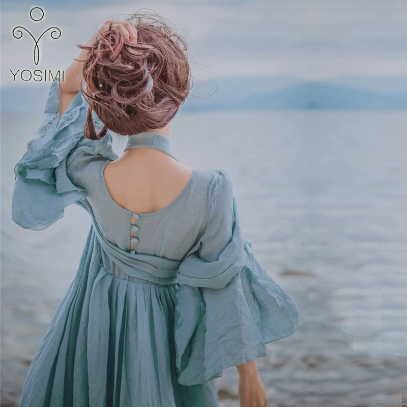 Летнее Длинное женское платье YOSIMI 2019 праздничное длинное высокого качества