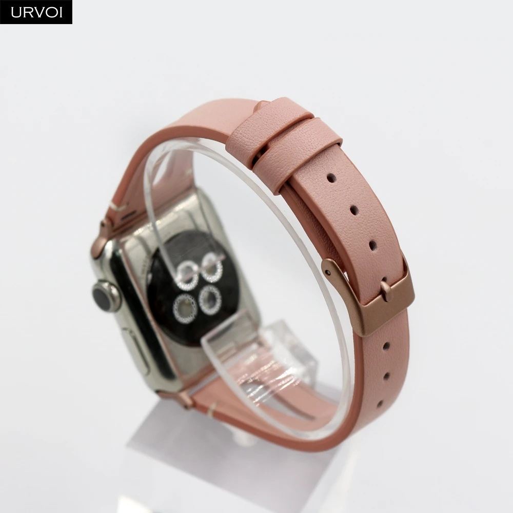 URVOI кожаный ремешок для apple watch series 5 4 3 2 1 ремешок для iwatch 40 мм 44 мм T отверстие печатные цветы женские наручные часы 38 42 мм