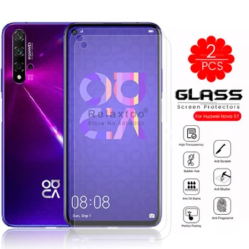 Перейти на Алиэкспресс и купить 2 шт. стекло nova 5 t для huawei nova 5 t t5 защитное стекло на hauwei novo 5 t nova5t yal-l21 yal-l41 защитная пленка 6,26''