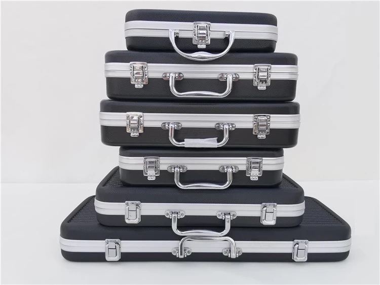 Portable Toolbox Plastic Aluminum Alloy Suitcase Impact Resistant Storage Box Safety Instrument Case with Sponge Lining