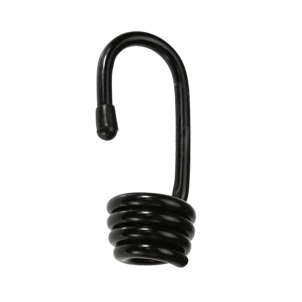 10 Pcs Steel Plastic-coated Bungee Shock Cord Hook Spiral Wire Hooks for 8mm Elastic Rope, Strong